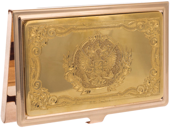 Business card holder "Coat of Arms of Russia" electroplating, Zlatoust