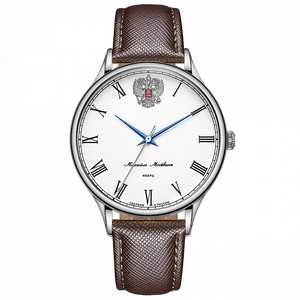 Mikhail Moskvin "Classic" Quartz Wrist Watch White with Brown Strap