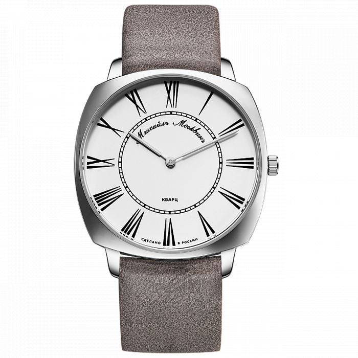 Mikhail Moskvin "Classic" Quartz Wrist Watch in white with a mocha strap