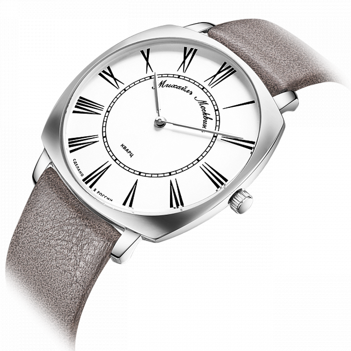 Mikhail Moskvin "Classic" Quartz Wrist Watch in white with a mocha strap