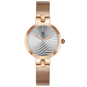 UCHZ Silver Quartz Wrist Watch with Gold Strap