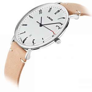 Lincor White Quartz Wrist Watch with Beige Strap