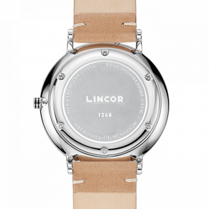 Lincor White Quartz Wrist Watch with Beige Strap