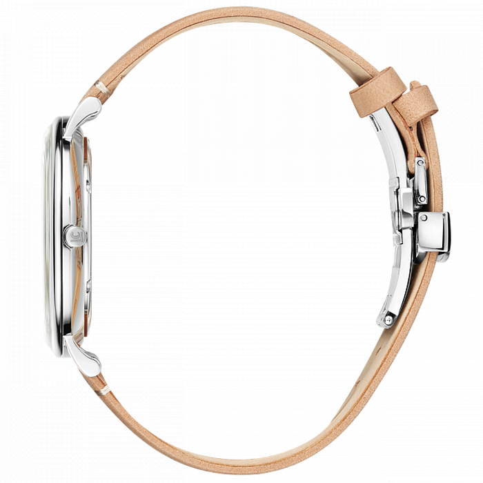 Lincor White Quartz Wrist Watch with Beige Strap