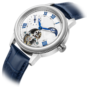Mikhail Moskvin "Elegance" White Mechanical Wristwatch with blue Leather Strap