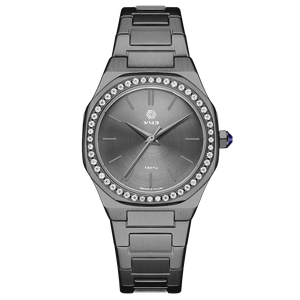 UCHZ Black Quartz Wrist Watch with Rhinestones