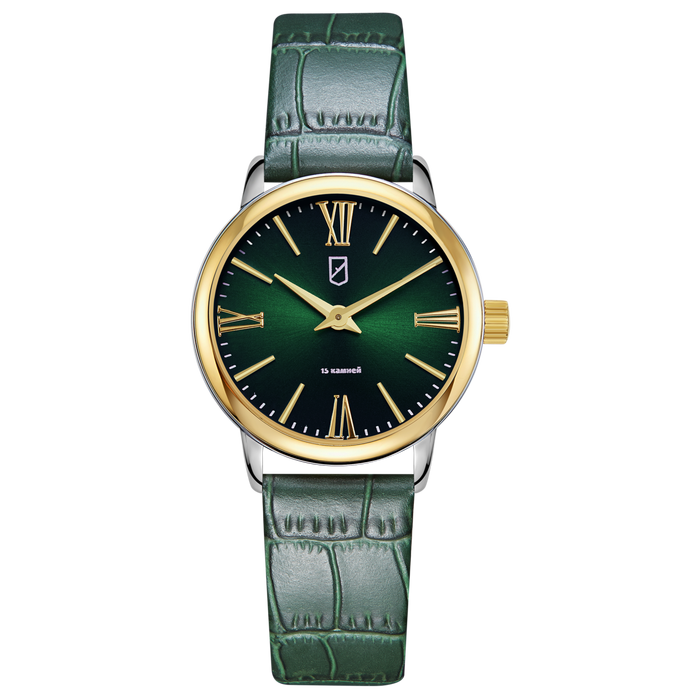 UCHZ gold-green Mechanical Wristwatch with green strap