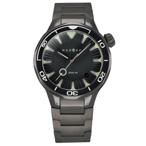 Lincor "Medusa Ashy" Self-winding Black Wristwatch with Ash Strap