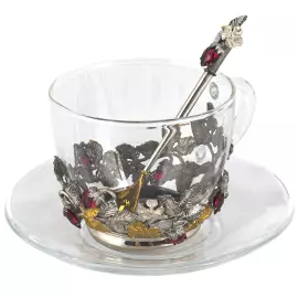 Чашка с блюдцем и ложкой "Земляника"