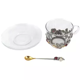 Чашка с блюдцем и ложкой "Земляника"