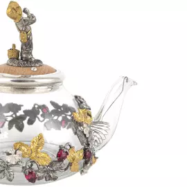 Чайник из серебра "Земляника"