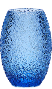 Flower vase made of crystal "Winter" low, blue