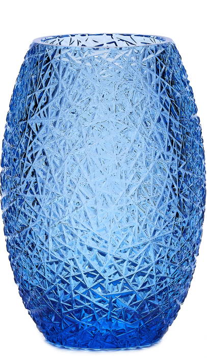 Flower vase made of crystal "Winter" low, blue