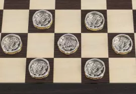 Silver checkers "The Battle of Borodino"