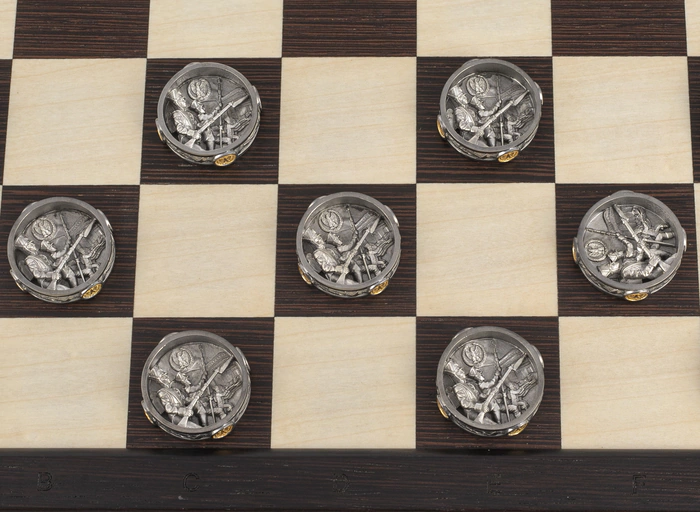 Silver checkers "The Battle of Borodino"