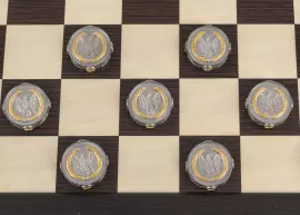 Silver checkers "The Battle of Borodino"