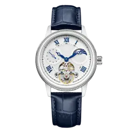 Наручные механические часы Mikhail Moskvin "Elegance" белые с синим кожаным ремешком Наручные механические часы Mikhail Moskvin "Elegance" белые с синим кожаным ремешком