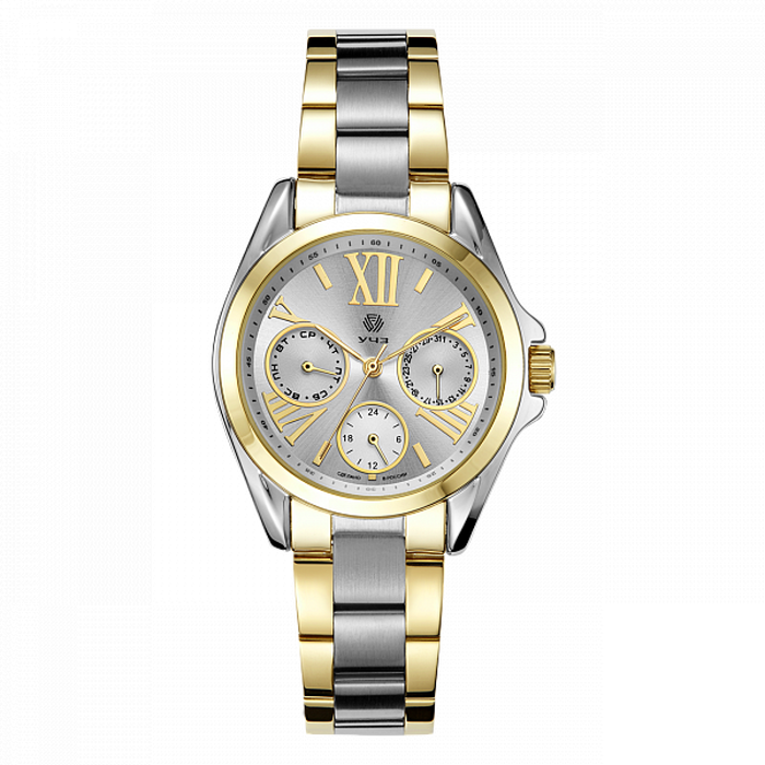 UCHZ Gold and White Quartz Wrist Watch