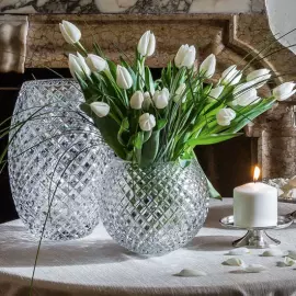 Ваза интерьерная для цветов из хрусталя "Шар - Соты - Лондон", большая