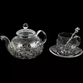 Сервиз чайный из серебра "Незабудки"