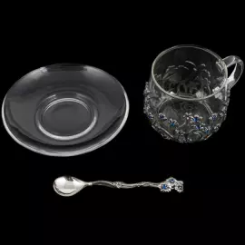 Сервиз чайный из серебра "Незабудки"