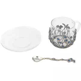 Сервиз чайный из серебра "Незабудки"