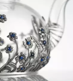 Сервиз чайный из серебра "Незабудки"
