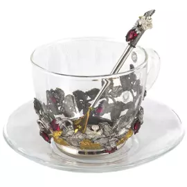 Набор чайный из серебра "Земляника"