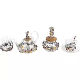 Набор чайный из серебра "Земляника"