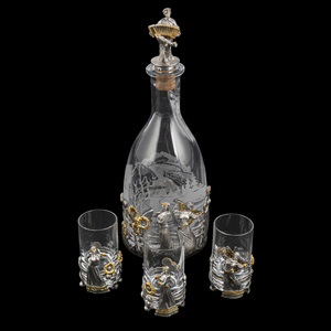 Набор для водки из серебра "Разгуляй"