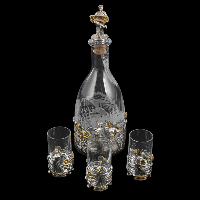 Набор для водки из серебра "Разгуляй"