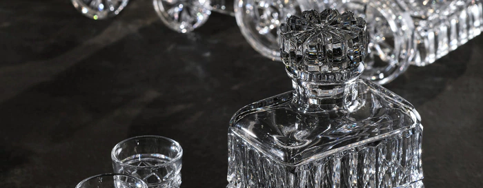 Crystal vodka set "Steam Train" for 10 people