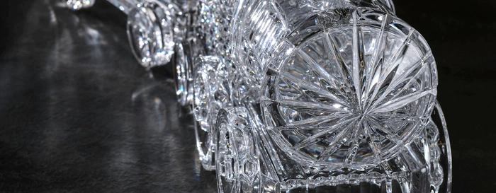 Crystal vodka set "Steam Train" for 10 people