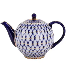 Чайный сервиз "Тюльпан" с рисунком "Кобальтовая сетка" на 6 персон, 20 предметов