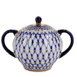 Чайный сервиз "Тюльпан" с рисунком "Кобальтовая сетка" на 6 персон, 20 предметов