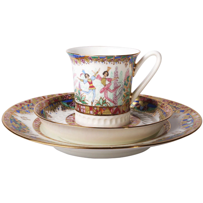 Vertical coffee set with Russian Ballet pattern for 6 persons (22 items)