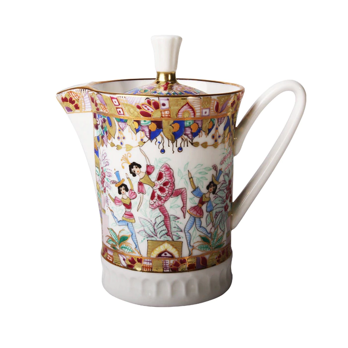 Vertical coffee set with Russian Ballet pattern for 6 persons (22 items)