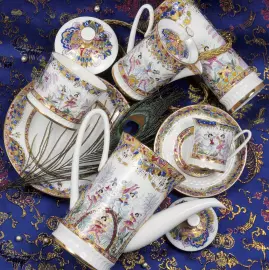 Кофейный сервиз "Вертикаль" с рисунком "Русский балет" на 6 персон, 22 предмета