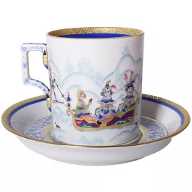 Чайный сервиз "Гербовый" с рисунком "Зимние забавы" на 4 персоны, 10 предметов