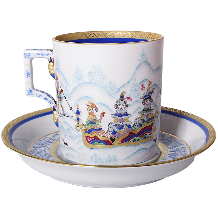 Чайный сервиз "Гербовый" с рисунком "Зимние забавы" на 4 персоны, 10 предметов