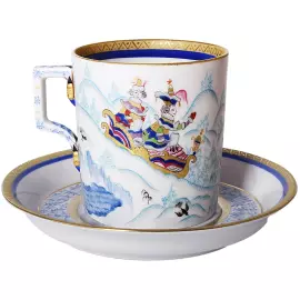 Чайный сервиз "Гербовый" с рисунком "Зимние забавы" на 4 персоны, 10 предметов