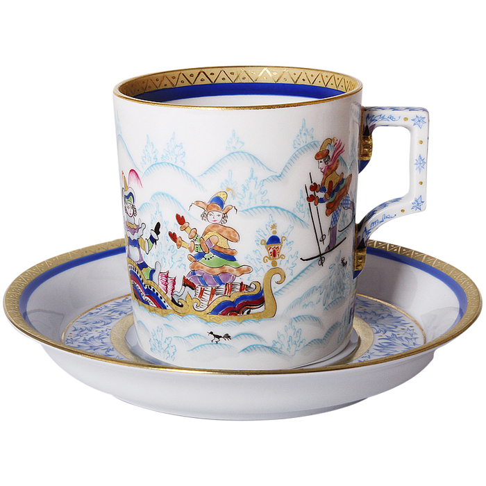 Чайный сервиз "Гербовый" с рисунком "Зимние забавы" на 4 персоны, 10 предметов