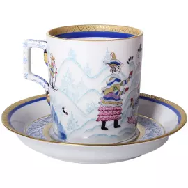 Чайный сервиз "Гербовый" с рисунком "Зимние забавы" на 4 персоны, 10 предметов