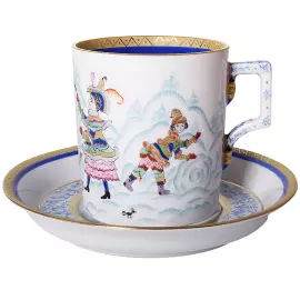 Чайный сервиз "Гербовый" с рисунком "Зимние забавы" на 4 персоны, 10 предметов
