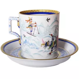 Чайный сервиз "Гербовый" с рисунком "Зимние забавы" на 4 персоны, 10 предметов