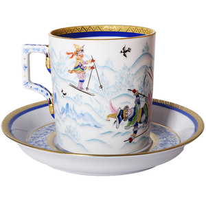 Чайный сервиз "Гербовый" с рисунком "Зимние забавы" на 4 персоны, 10 предметов