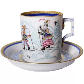 Чайный сервиз "Гербовый" с рисунком "Зимние забавы" на 4 персоны, 10 предметов