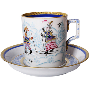 Чайный сервиз "Гербовый" с рисунком "Зимние забавы" на 4 персоны, 10 предметов