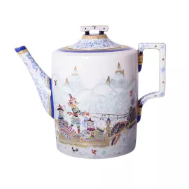 Чайный сервиз "Гербовый" с рисунком "Зимние забавы" на 4 персоны, 10 предметов