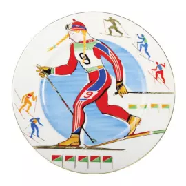 Decorative porcelain plate "Skiing"